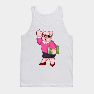 Pig as Secretary with Glasses Tank Top